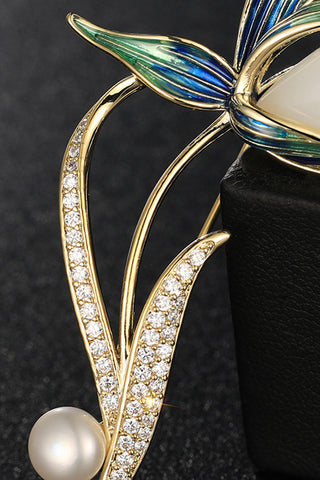 Elegant Flower Brooch with Pearl Detail