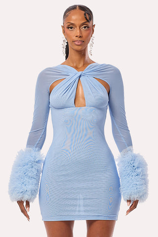 Twist-Front Long Sleeve Dress