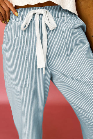 Striped Elastic Waist Pants