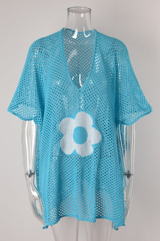 Floral Mesh Beach Cover-Up