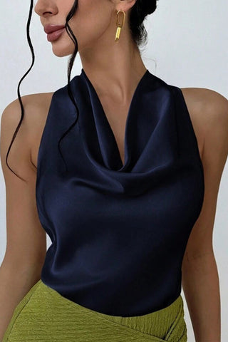 Draped Cowl Neck Tank Top