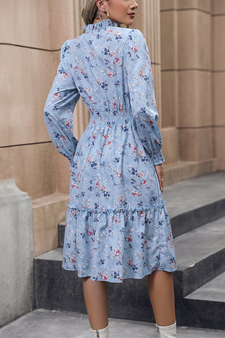 Floral Long-Sleeve Casual Dress