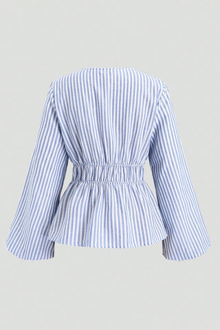 Tie-Front Striped Blouse