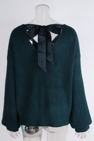 Bow-Back Sweater with Elegant Detailing
