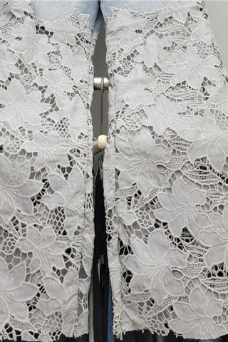 Lace-Panel Straight Denim Jeans