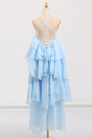 Layered Ruffle Halter Dress