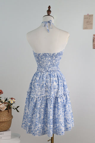 Floral Halter Sundress with Keyhole Accent