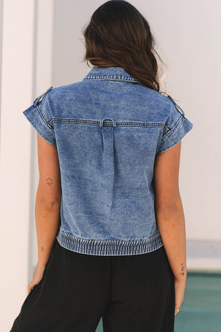 Short Sleeve Denim Zip Vest