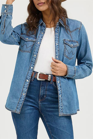 Classic Button-Front Denim Shirt