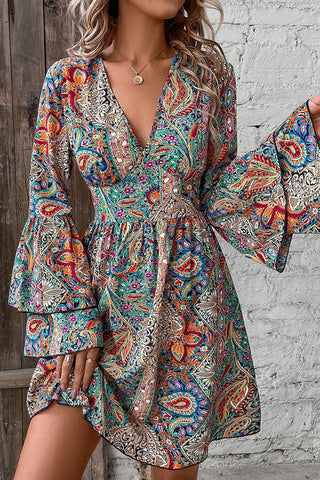 V-Neck Paisley Cocktail Dress