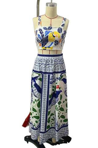 Floral Crop Top & Maxi Skirt Set