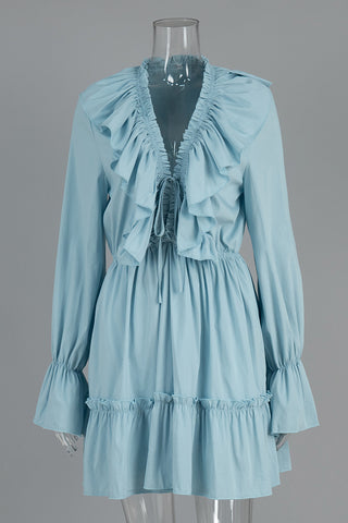 Ruffled V-Neck Casual Dress