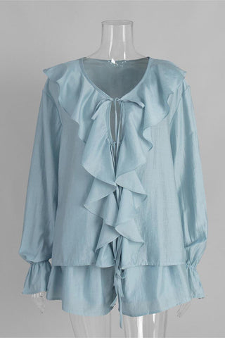 Ruffle Front Shorts Set