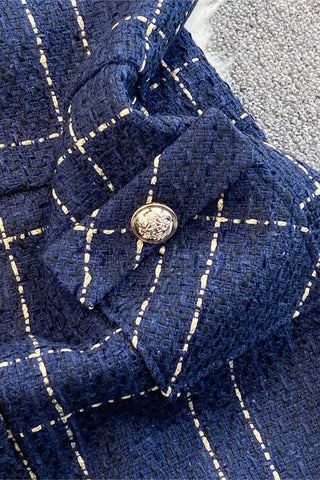 Plaid Button-Accent Skirt Set