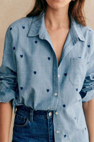 Heart Pattern Button-Front Shirt