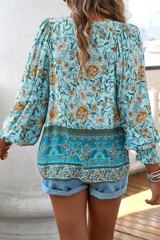 Floral Boho Blouse with Billowy Sleeves