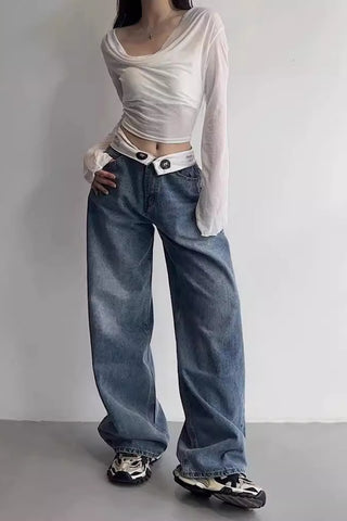 Stylish High-Waist Straight Jeans