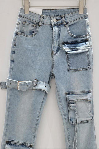 Utility Pocket Flare Jeans