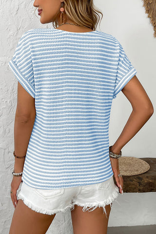 Striped Button-Front Casual Top