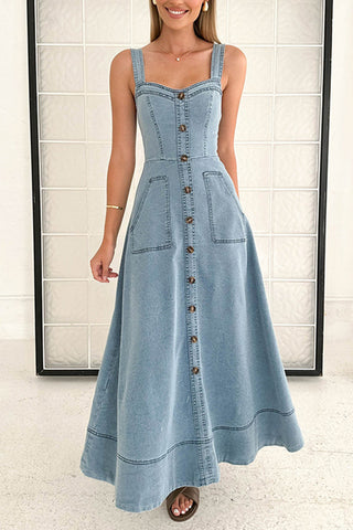 Button-Down Casual Maxi Dress