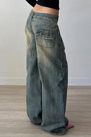 Wide-Leg Buttoned Jeans