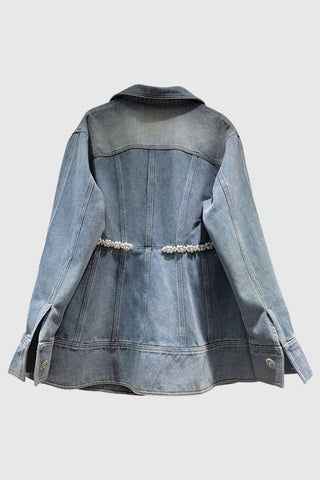 Embellished Button-Front Denim Jacket