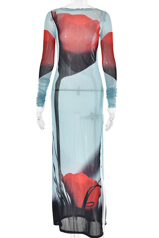 Maxi Dress with Artistic Print Design