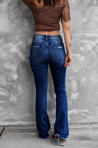 Distressed Flare Denim Jeans