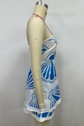 Shell Print Strapless Mini Dress
