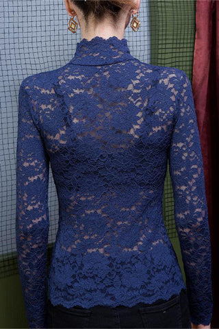 Elegant Lace Long-Sleeve Blouse