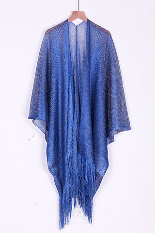 Fringe-Trimmed Sheer Blouse Cover-Up