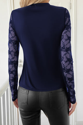 Lace Sleeve Sheer Top