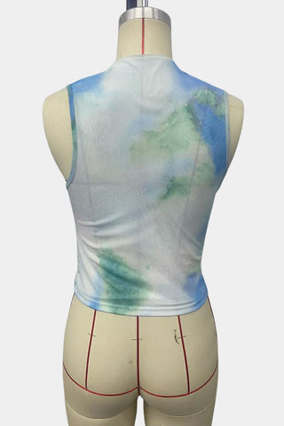 High-Neck Tie-Dye Tank Top