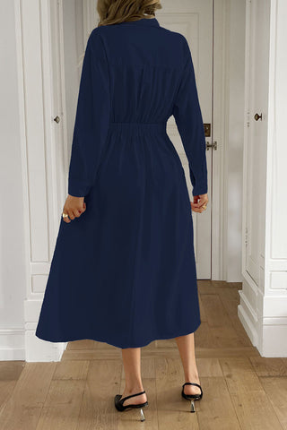 Long-Sleeve Midi Casual Dress