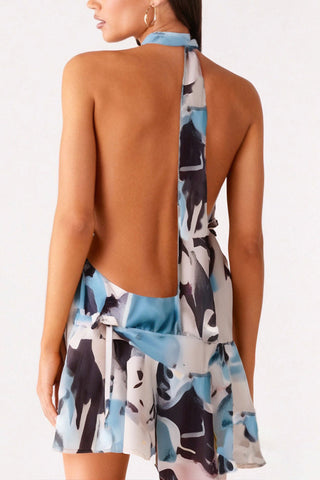 Halter Neck Flare Mini Dress