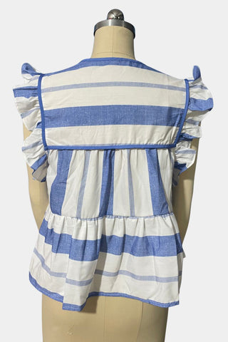 Ruffled Striped Tie-Front Cami Top