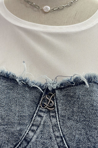 Distressed Layered Denim Blouse