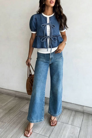 Tie-Front Peplum T-Shirt