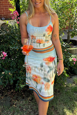 Floral Print Skirt Set