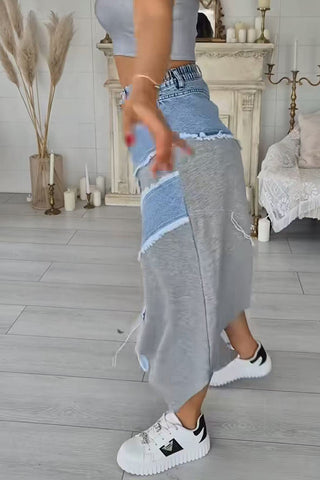 Patchwork Denim Skirt