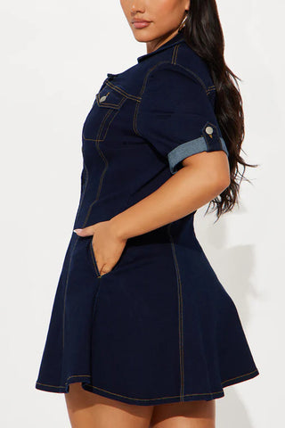 Button-Front Denim Dress