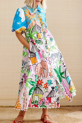 Graphic Print Casual Shirt Dress