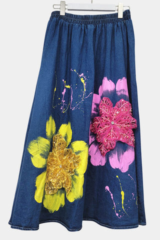 Floral-Embellished Denim Set