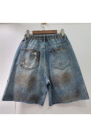 Floral Lace Embellished Denim Shorts