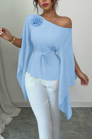 Flowing Cape Sleeve Blouse