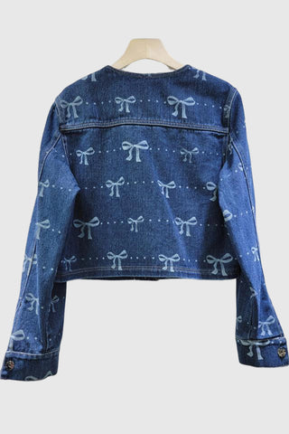 Bow-Accent Denim Jacket