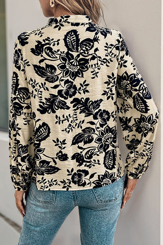 Floral Print Pleated Blouse