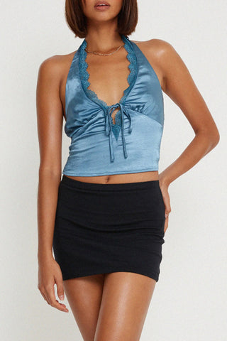 Lace-Trim Halter Camisole