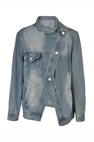 Asymmetric Button Denim Jacket