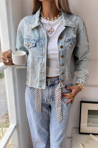 Distressed Casual Denim Jacket